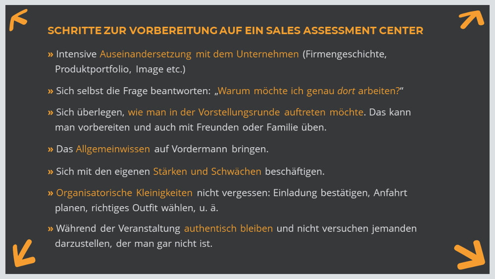 checkliste vorbereitung sales assessment center