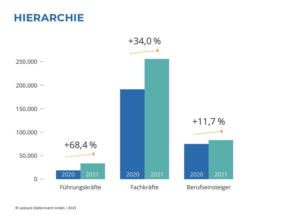 Diagramm Hierarchie Übersicht Führungskräfte - Fachkräfte - Berufseinsteiger Q3 2020 - 2021