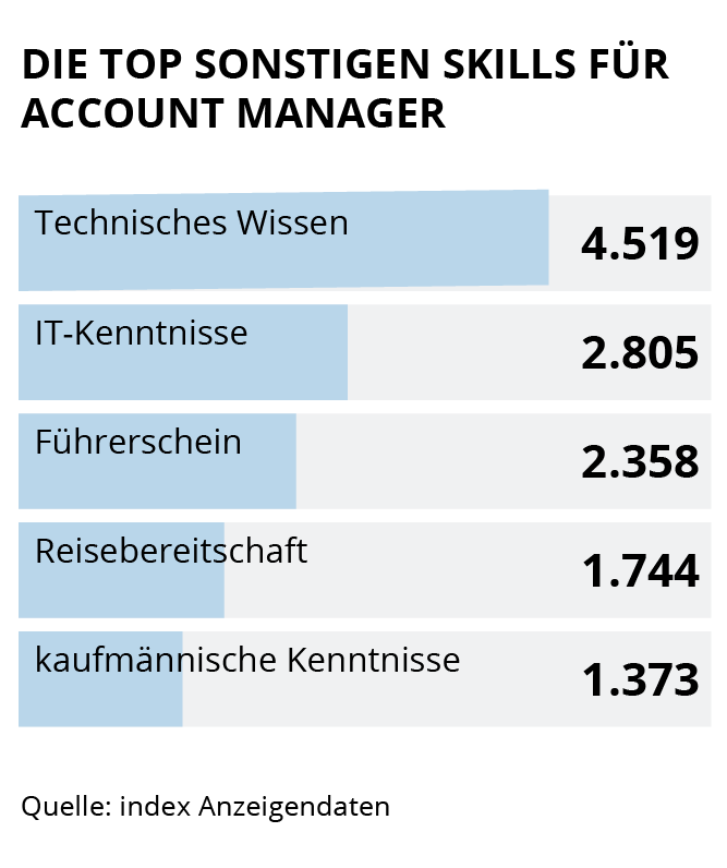 Die Grafik zeigt die Top 5 Sonstige Skills für Account Manager