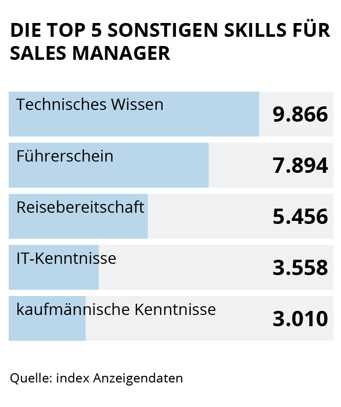 Die Grafik zeigt die Top 5 Sonstige Skills für Sales Manager