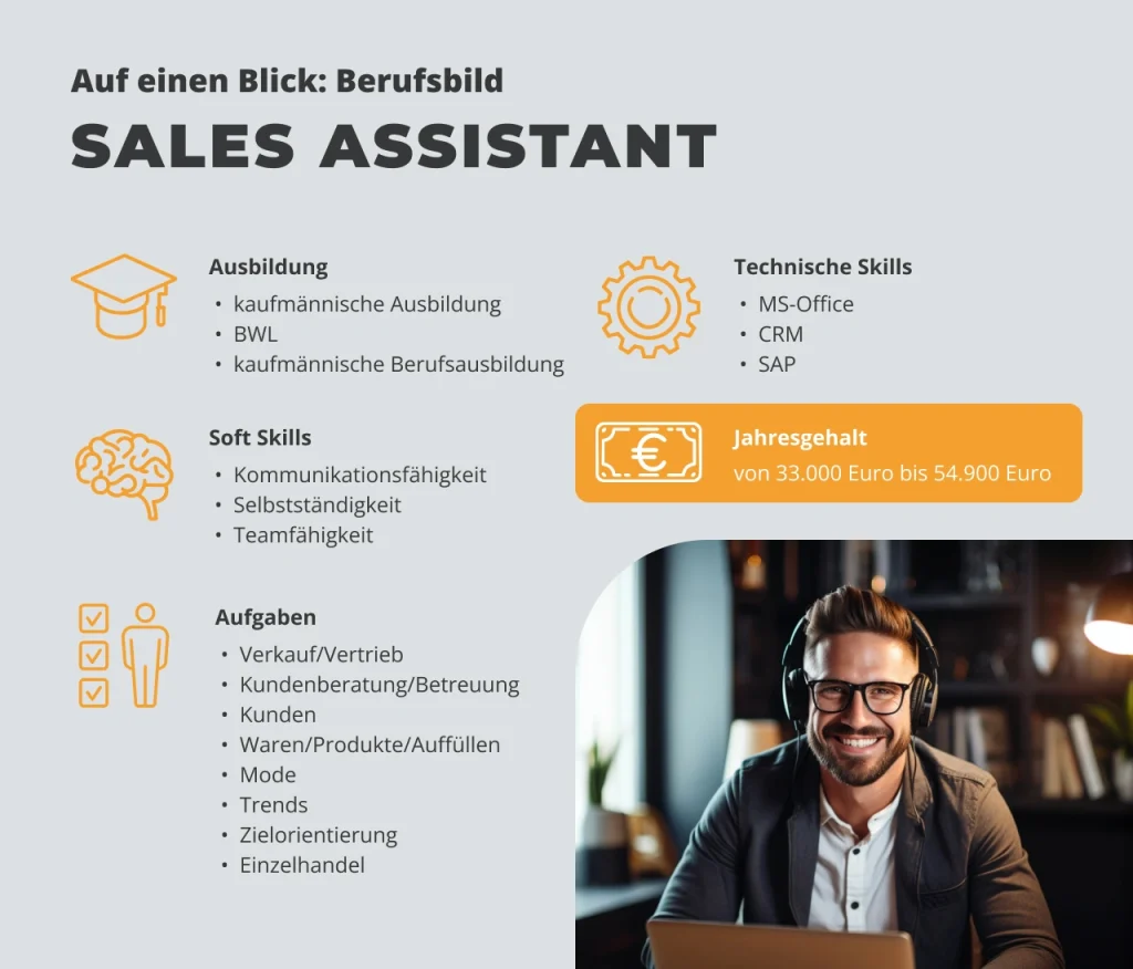 Berufsbild Sales Assistant – Informationen zu Ausbildung, technischen Skills, Soft Skills, Aufgaben und Gehalt