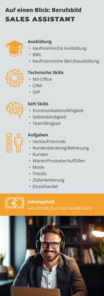 Berufsbild Sales Assistant – Informationen zu Ausbildung, technischen Skills, Soft Skills, Aufgaben und Gehalt